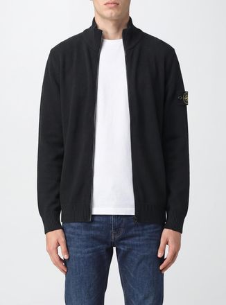 Stone Island Cardigan in pura lana vergine con collo alto e chiusura a zip