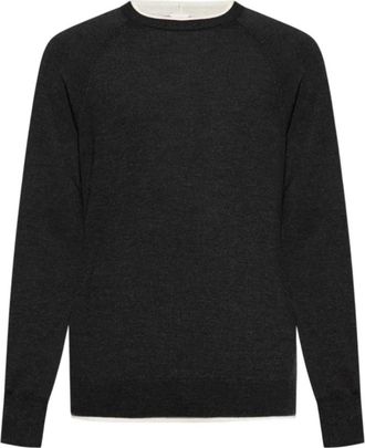 Eleventy Crew Neck Sweater - Heren - Ronde hals truien - Grijs - 2XL - Wol - Truien & Vesten