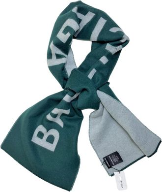 Balenciaga Green Bi-Colour Logo Intarsia Scarf