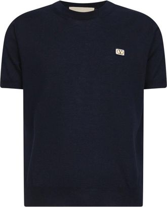 Valentino Sweaters - Heren - T-shirts - Blauw - 2XL - Wol - Tops