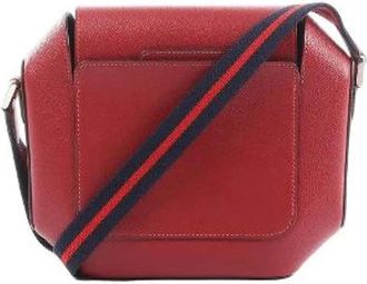 Herm&egrave;s Vintage, unisex, Rood, ONE Size, Leer, Pre-owned Octagon Crossbody Bag