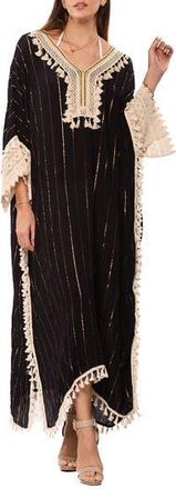 Ranee&rsquo;s Tassel Embroidered Caftan in Black at Nordstrom Rack