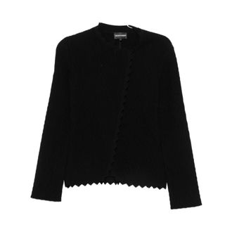 Emporio Armani Scalloped Edge Zip Jacket - female - Emporio Armani - Light Jackets - Black - 2XS - Jackets