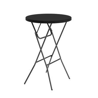 Flash Furniture Elon Commercial Grade 2.6-Foot Round Black Plastic Bar Height Folding Table