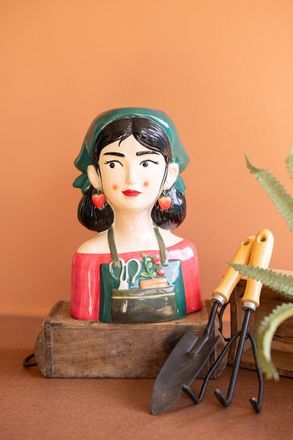 Kalalou Ceramic Gardner Woman Vase