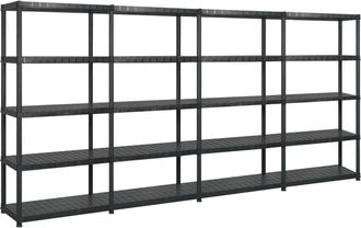 vidaXL Estanter&iacute;as De Almacenaje 5 Niveles Pl&aacute;stico Negro 340x40x185cm Vidaxl