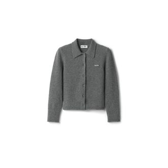 Miu Miu Cashmere Cardigan, Woman, Slate Gray, Size 42