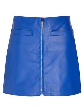 8 by YOOX LEATHER FULL ZIP-UP FRONT MINI SKIRT