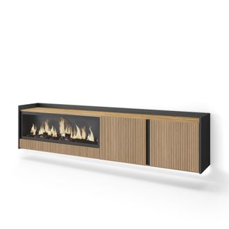 Skraut Home Skraut Home - Mueble Tv, Televisi&oacute;n, Muebles De Sal&oacute;n, Almacenaje, 212x35x50cm, Para Tv Hasta 80, Chimenea El&eacute;ctrica Xxl, Colgado, Suspendido, Led, Es