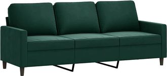 vidaXL Sof&aacute; De 3 Plazas Terciopelo Verde Oscuro 180 Cm Vidaxl