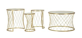 Mauro Ferretti Juego de 4 mesas de metal dorado cm &oslash; 70x45-47x54,5-36x50-28x45