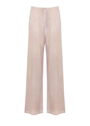 Avant Toi Beige Drawstring Waist Linen Wide-Leg Pants