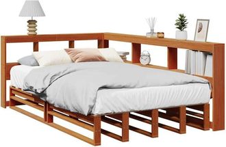 vidaXL Cama Con Estanter&iacute;a Sin Colch&oacute;n Madera Maciza Marr&oacute;n 120x200cm Vidaxl