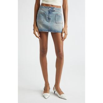 Courr&egrave;ges Signature Denim Miniskirt in Denim Bleu Delave at Nordstrom, Size 12 Us
