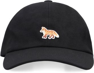 Maison Kitsun&eacute; Mens Black Cotton Logo Baseball Cap Hat