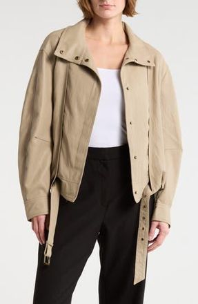 Max Studio Faux Leather Bomber Jacket in Beige at Nordstrom Rack, Size X-Large