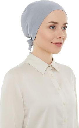 World of Shawls Chemo Headscarf for Women Hair Loss - Cancer Slip On Headwear Turbans Hats Cap with Tie Back, giving you full coverage of your head (Silver)