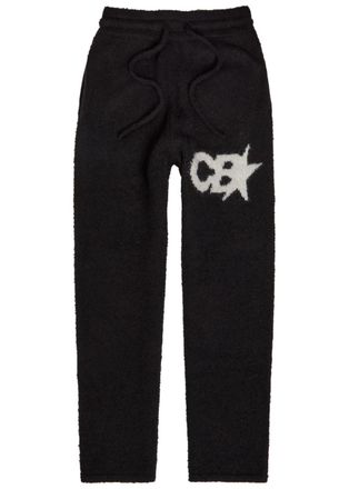 Cole Buxton Logo-intarsia Brushed Wool-blend Trousers - Black - M
