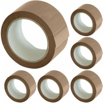 Trade Shop Trade Shop - Set 6 Nastri Adesivi Avana 50 Mm X 66 Mt Con Etichetta Nastro Imballaggi Marrone