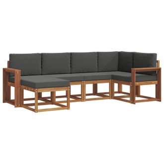 vidaXL Conjunto De Sof&aacute;s De Exterior 6 Pcs Natural Y Antracita Vidaxl