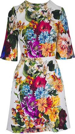 Dolce & Gabbana Abito corto con stampa a fiori - Bianco