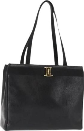 Ferragamo Pre-owned Leren Schoudertas - Dames - Vintage Shopper - Zwart - ONE Size - Leer - Vintage