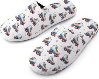 Generic Colorful Roller Skates Mens Slippers Warm Non-Slip Houes Shose Spa Slipper for Home Bedroom