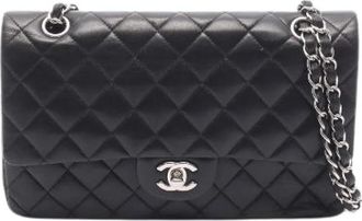 Chanel Pre-owned Matelasse Double Flap Lambskin Shoulder Bag - Dames - Vintage Schoudertas - Zwart - ONE Size - Leer - Vintage