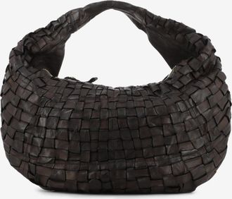 Campomaggi Borsa a spalla Marisa in pelle intrecciata moro