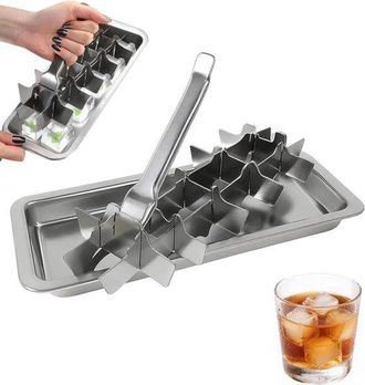 OEM Bandeja Para Cubitos De Hielo, 18 Cubitos De Hielo, Acero Inoxidable, Molde Para Hielo Casero, Para Whisky, Vodka Y C&oacute;cteles, Plateada