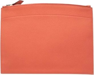 Herm&egrave;s Pre-owned Leren Clutch - Dames - Vintage Clutch - Oranje - ONE Size - Leer - Vintage