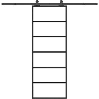 vidaXL Vidaxl - Puerta Corredera Con Set Herrajes Vidrio Esg Aluminio 76x205 Cm
