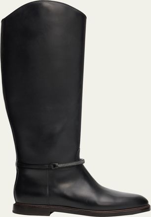 Brunello Cucinelli Leather Riding Boots w/ Monili