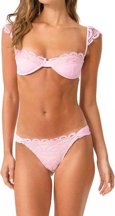 PQ Swim Womens Lace Fanned Bikini Bottoms In Rose