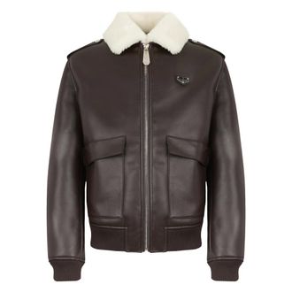 Philipp Plein Jassen, Heren, Bruin, 3Xl, Polyester, Eco Shearling Aviator Jacket