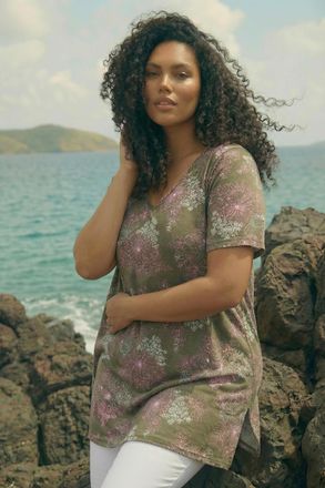 Roman Floral Bar Back Stretch Top