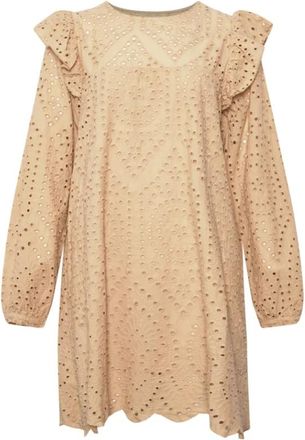 Tiffany & Co. Beige Midi Lange Mouw Jurk - Dames - Casual kleedjes - Beige - M - Kleedjes