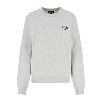 A.P.C. Lichtgrijze Stretch Katoenen Sweatshirt - Dames - Sweatshirts - Grijs - XL - Katoen - Hoodies & sweatvesten
