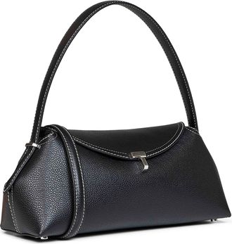 Toteme Womens Shoulder Bag T-Lock Black Calf Leather