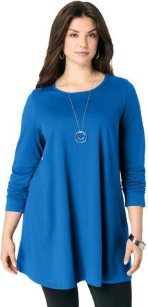Roaman's Ultimate Long Sleeve Crewneck Swing Tunic in Vivid Blue at Nordstrom, Size 12