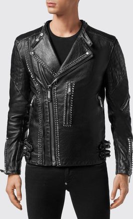 Philipp Plein Giacca biker slim in pelle di vitello con borchie