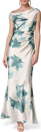 DKNY Water Lily Print One-Shoulder Gown in Watrlily at Nordstrom, Size 10