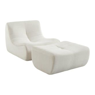 Sweeek Sill&oacute;n envasado al vac&iacute;o de terciopelo de pana fina con reposapi&eacute;s