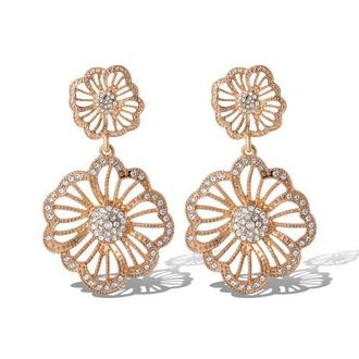Jessica Simpson Clear Pave Crystal Flower Dangle Earrings in Gold at Nordstrom