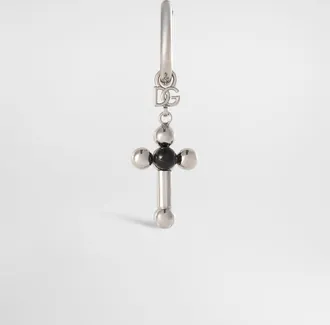 Dolce & Gabbana Creole Single Earring With Pin And Cross - Man Bijoux Silver Metal Onesize
