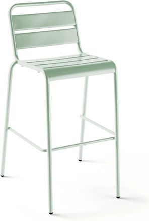 Oviala Silla alta de metal verde salvia