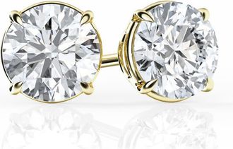 Grown Brilliance 2 Carat Round Lab Grown Diamond Stud Earrings in 14K Gold Plated