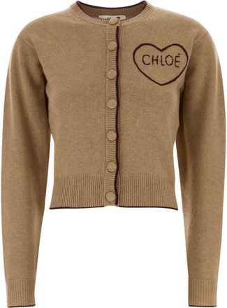 Chlo&eacute; Brown Logo Round Neck Sweater