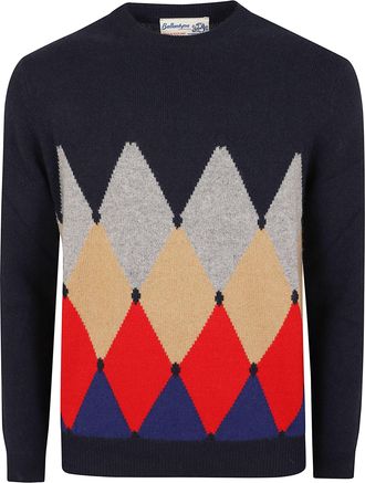 Ballantyne Classic Rombo Diamond Pattern Cashmere Sweater