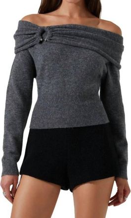 Astr Wylie Off Shoulder Sweater In Charcoal